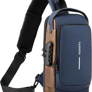 Waterproof PU Leather Sling Bag for Men Anti-theft USB Crossbody Travel